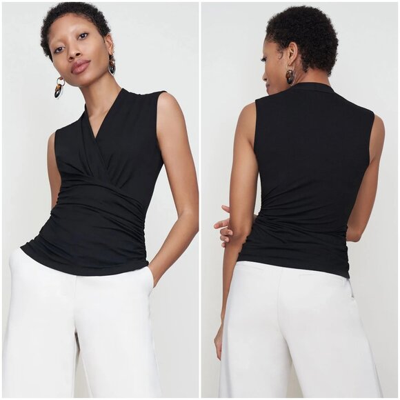 M.M. Lafleur The Blixen Top in black size XS sleeveless tank draped shirt layer - Picture 3 of 9